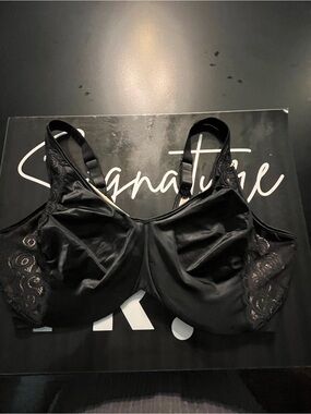 Bali Black Lace-Accent Full Coverage Bra 44DDD New